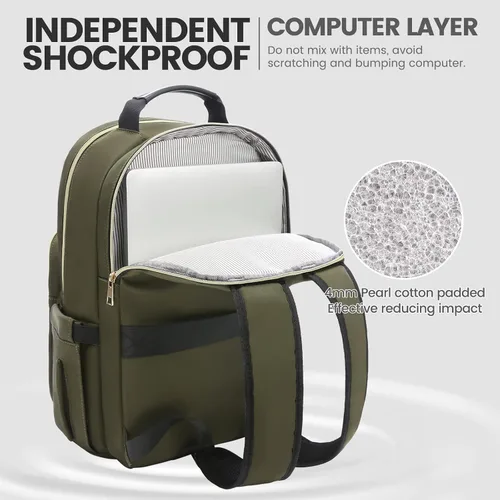 Miniatura 3 de LOVEVOOK Mochila para laptop de 15.6 pulgadas para mujer, bonita mochila de viaje para mujer, bolsa profesional para computadora portátil, Taro Gris