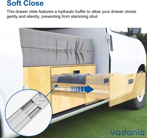 Miniatura 3 de VADANIA Toboganes de cajón resistentes de cierre suave de 22 pulgadas, #K53, capacidad de carga de hasta 265 libras, extensión completa de 3 #K53