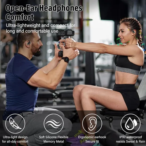 Miniatura 2 de Auriculares de oreja abierta, Bluetooth 5.4, auriculares de conducción de aire de 36 horas de reproducción con micrófono, auriculares ajustables