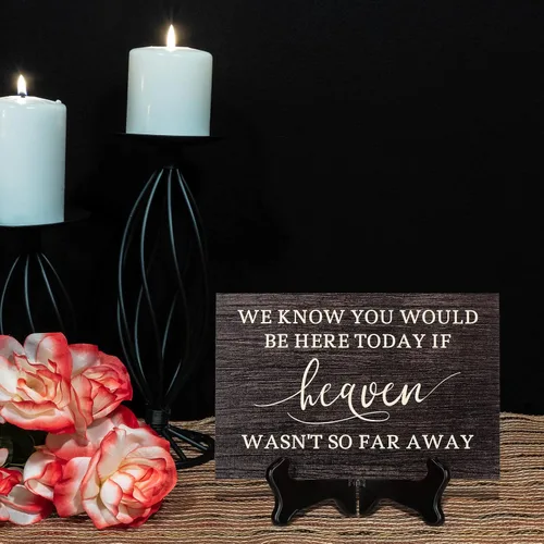 Miniatura 4 de Blulu Letrero conmemorativo de boda We Know You Would Be Here Today If Heaven Wasn't So Far Away Placa de memoria de madera para seres queridos