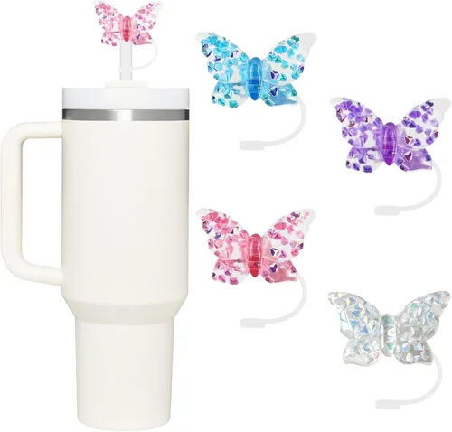 Miniatura 11 de Conjunto de accesorios para taza Stanley, incluye 2 piezas de cubierta de pajita de 0.4 pulgadas, 1 tapón antiderrame de silicona, 1 lindo encanto