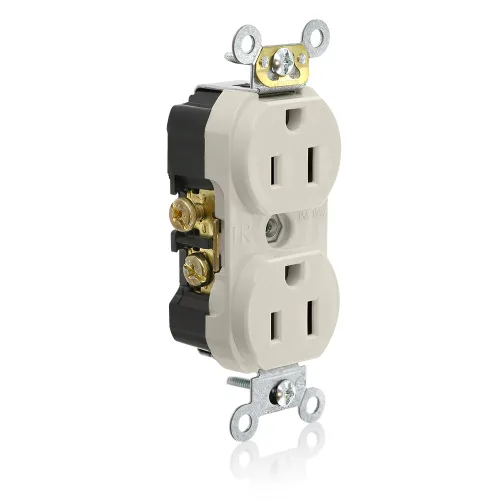 Miniatura 2 de Leviton Receptáculo dúplex resistente, 15 amperios, 125 voltios, cable lateral, grado de especificaciones comerciales, sin abrazaderas, Negro