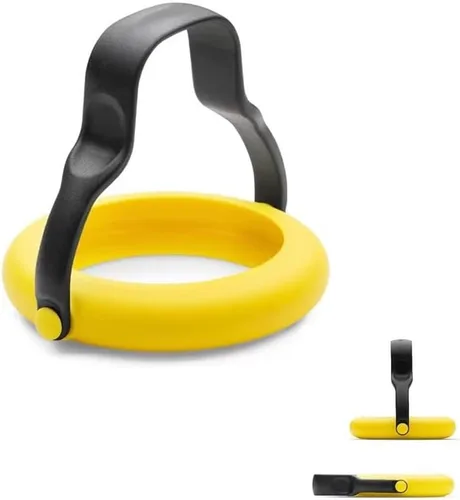 Anillos de silicona para huevos para freír huevos, anillo abatible y a prueba de fugas con asa, molde redondo antiadherente para huevos para