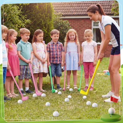 Miniatura 6 de Juego de 24 palos de golf de plástico para niños pequeños, regalos de fiesta de cumpleaños de golf, clubes y pelotas para niños, niños pequeños