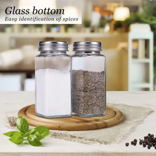 Miniatura 4 de DWTS DANWEITESI Farmhouse - Juego de saleros y pimenteros de cristal, grandes, con tapa de acero inoxidable, tarros de especias grandes