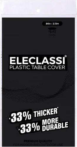 Miniatura 4 de Eleclassi Negro Paquete de 12 Manteles Redondos de Plástico Desechables Premium - Manteles de Mesa de Plástico Redondos de 84 Pulgadas para Fiestas