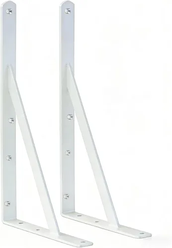 Miniatura 49 de Paquete de 16 soportes de estante resistentes negros de 20 pulgadas de largo x 12 pulgadas de alto con tornillos, soportes de estante de metal