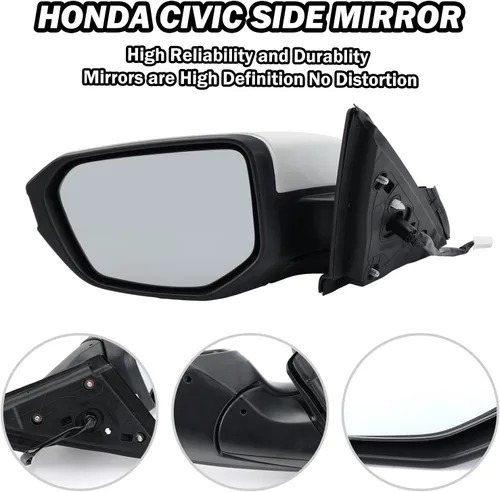 Miniatura 3 de Espejo lateral del conductor compatible con Honda Civic Coupe Sedan Hatchback 2016, 2017, 2018, 2019, 2020, 2021, espejo con cristal eléctrico, sin