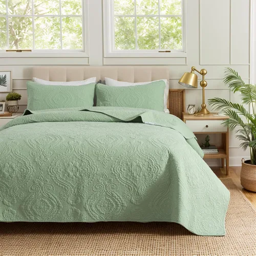 Miniatura 16 de Brandream Juego de Ropa de Cama Acolchado con Medallón de Lujo Tamaño King de Algodón Estilo Granja Juego de Edredón Tamaño Queen Colcha Matelassé