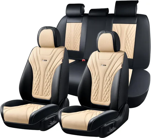 Miniatura 16 de Coverado - Juego completo de fundas de asiento delantero y trasero para automóvil, impermeable, piel de napa, protector, universal, para la mayoría