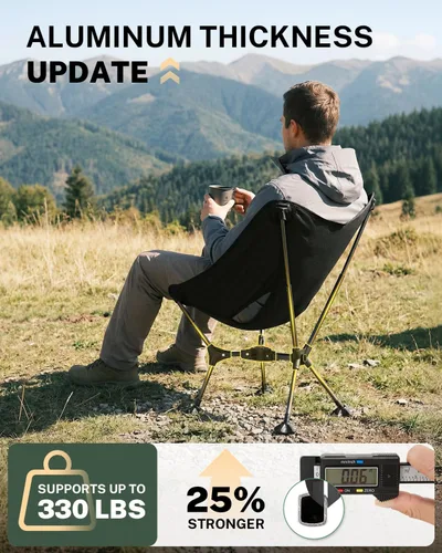 Miniatura 6 de Gonex Silla de camping portátil, silla plegable ligera de 6ª generación con pies antihundimiento, asiento alto de 17.5 pulgadas, capacidad de 330