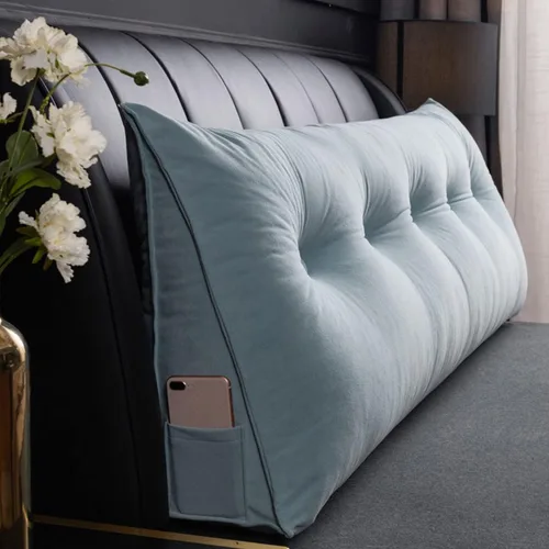 Miniatura 15 de Almohada triangular para cabecero, cojín triangular de color sólido, almohada de descanso en cama, almohada extraíble con soporte de cuña grande