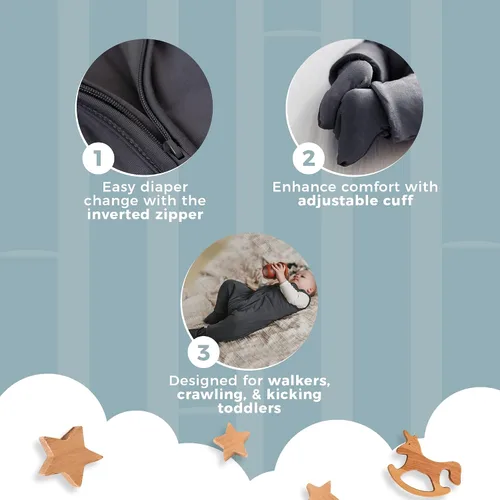 Miniatura 4 de Sleeveless Soft Baby & Toddler Sleeping Sack, Breathable with Adjustable Feet Cuffs & Anti-Slip Grip Gris