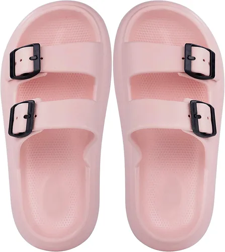 Miniatura 7 de KVbabby Sandalias de nube para niños, doble hebilla ajustable, sandalias para niñas y niños, suela gruesa, cojín de ducha antideslizante