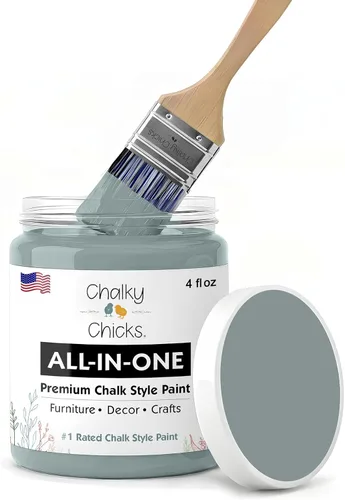 Miniatura 191 de Chalky Chicks - Pintura mate a la tiza, no requiere lijado, 4 onzas líquidas, color gris oscuro (Gun Metal Gray), para muebles, pintura sin Gris