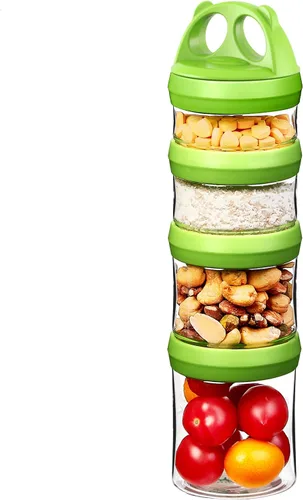 Miniatura 19 de SELEWARE Contenedores apilables portátiles de almacenamiento de alimentos para aperitivos, fórmula en polvo y bebidas, sistema de bloqueo giratorio