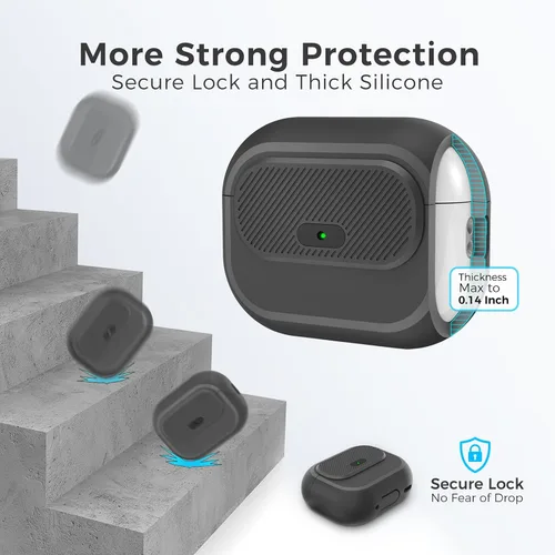 Miniatura 4 de TRONWIN Funda para AirPods Pro 2, [con bloqueo] Funda para AirPods Pro de una pieza (2ª/1ª generación), funda protectora completa de silicona suave