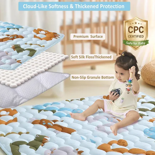 Miniatura 2 de Viviland Alfombrillas para bebé, 50 x 50 pulgadas, tapete acolchado grueso para bebés y niños pequeños, antideslizante y lavable a máquina, números