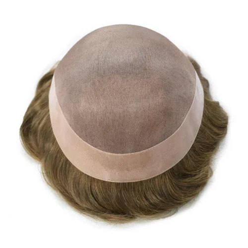 Miniatura 3 de Tupé para hombre, pieza de cabello humano real, monofilamento, tupé para hombres, postizos, unidades de sistema de reemplazo de cabello, gris