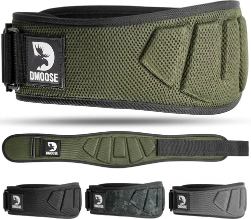 Miniatura 11 de Cinturón DMoose Fitness para levantamiento de pesas para sentadillas, peso muerto y entrenamiento intenso - Cinturón de 15cm ajustable con bloqueo