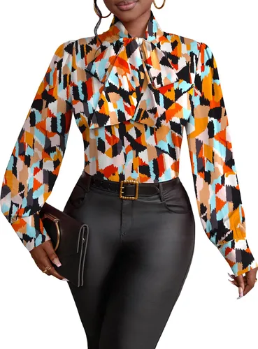 Miniatura 26 de Vrtige Camisa de mujer elegante con cuello de lazo, manga larga, blusa para la oficina