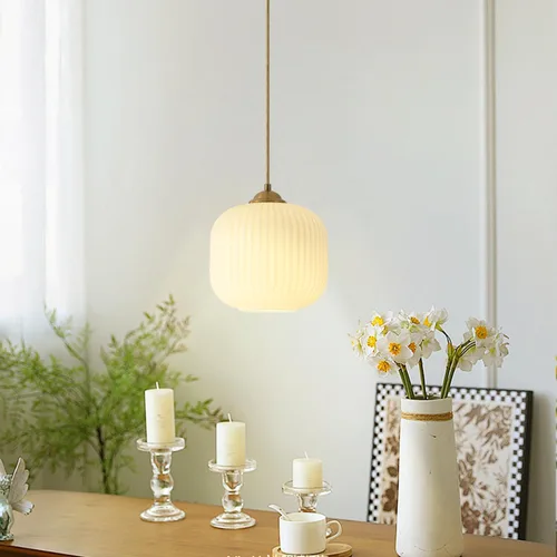 Miniatura 7 de Lámpara colgante de vidrio de leche dorada Luz colgante de latón antiguo, pequeñas luces colgantes blancas para isla de cocina, lámpara de techo