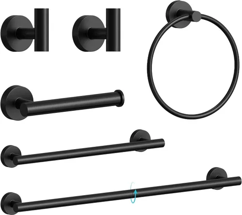 Miniatura 13 de Juego de accesorios de baño de 5 piezas de acero inoxidable SUS 304 de oro cepillado de 26 pulgadas, juego de toallero de baño, conjunto