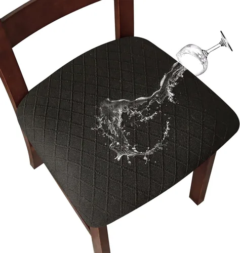 Miniatura 9 de Genina Fundas de asiento impermeables para sillas de comedor, fundas para sillas de comedor, fundas para sillas de cocina (caqui, 6 piezas)