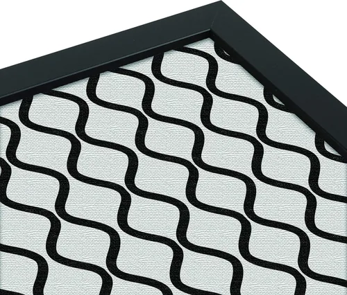Miniatura 4 de PinPix Tablero de anuncios de corcho de 13 x 13 pulgadas. Este tablero decorativo enmarcado viene con diseño de ondas en blanco y negro y un marco
