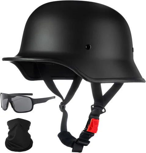 Casco de motocicleta alemán aprobado por DOT, Casco de motocicleta de cara abierta, Casco ligero de perfil bajo, Casco de cara abierta y media cara