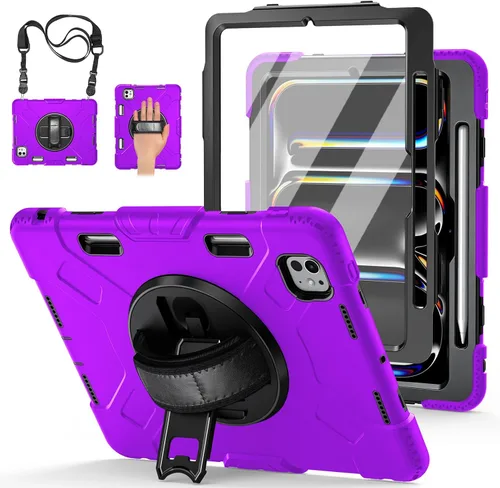 Miniatura 36 de Funda para iPad Pro 11 M5 2025/M4 2024: Funda protectora para iPad Pro de 11 pulgadas 5ª generación con protector de pantalla, soporte, asa y correa
