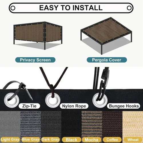 Miniatura 7 de Shade&Beyond - Tela de sombra con 90% de protección solar y ojales, toldo para pérgola, protector solar de lona de malla para patio, exteriores, Moca