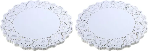 Miniatura 10 de DECORA Tapones redondos de encaje de papel blanco de 12.5 pulgadas para decoraciones de mesa de boda, 100 unidades AM042