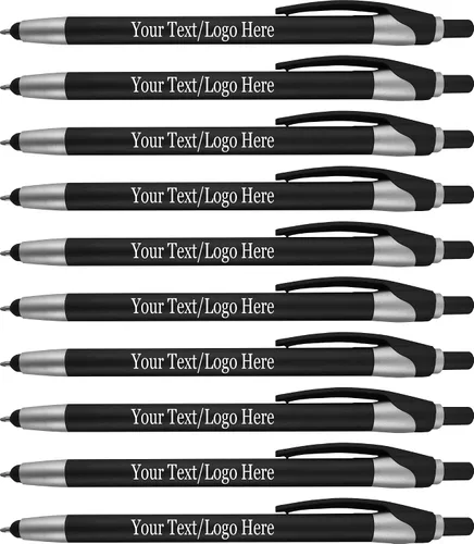 Paquete de 300 bolígrafos personalizados con logotipo o texto, para marketing, fiestas y eventos, lápiz capacitivo 2 en 1 y bolígrafo compatible con