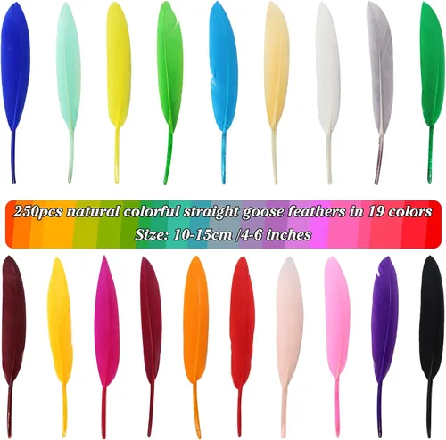 Miniatura 3 de TOAOB - 250 plumas de ganso coloridas para manualidades de 4 a 6 pulgadas, plumas a granel para disfraces, joyas, boda, hogar, fiesta, decoración