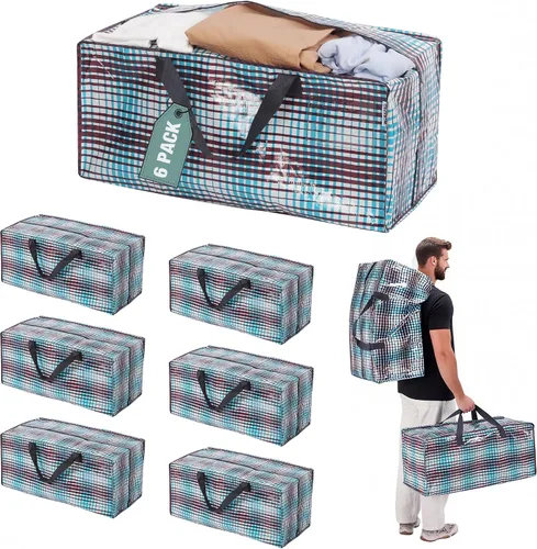 Miniatura 29 de WORKPRO 1 paquete de bolsas de mudanza extra grandes con cremalleras y asas de transporte, correas de mochila, bolsa de almacenamiento resistente