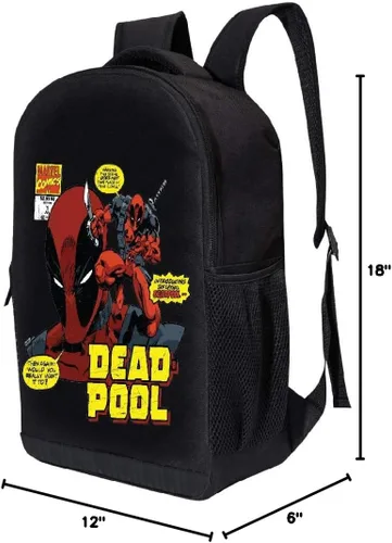 Miniatura 7 de Marvel Mochila clásica para piscina muerta, color negro, bolsa acolchada de malla de aire de 18 pulgadas, Portada del cómic de Deadpool, Computadora