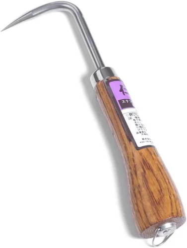Miniatura 5 de Nisaku NJP957 Nekaki Sanbondume - Cultivador manual de triple garra, longitud de dientes de acero inoxidable japonés, 1.5 pulgadas, mango de madera