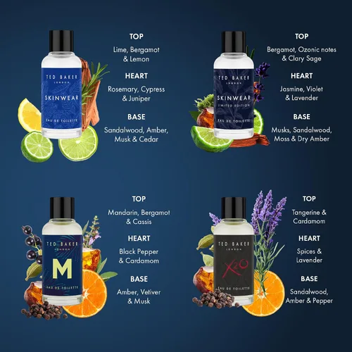 Miniatura 6 de Ted Baker Mini Colonia Set de Regalo para Él Mini Eau de Toilette: Skinwear, Skinwear Edición Limitada, M, X2O, Colección de Fragancias para Hombre