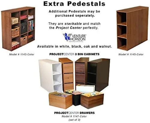 Miniatura 4 de Escritorio Centro de Proyectos con estantería y gabinete de 3 compartimientos, color negro