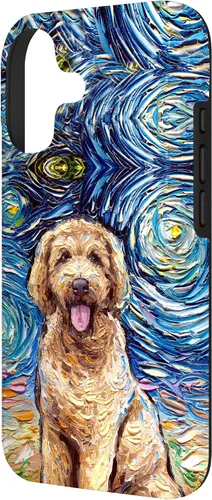 Miniatura 2 de Cute Goldendoodle Starry Night Doodle Dog Art by Aja Case for iPhone 17