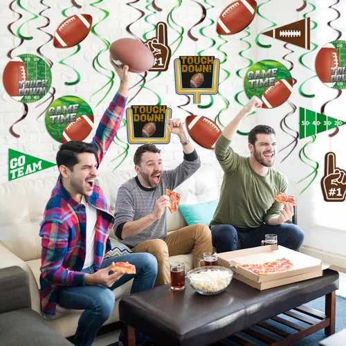 Miniatura 6 de 30 Piezas de Decoraciones de Fiesta de Fútbol Adorno Colgante en Espiral para Fiesta de Cumpleaños de Fútbol, Día de Juego de Fútbol, Fiesta