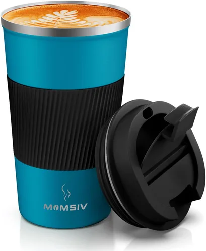 Miniatura 26 de MOMSIV Taza de viaje de 17 onzas, taza de café aislada con tapa a prueba de fugas, vaso reutilizable de doble pared de acero inoxidable al vacío