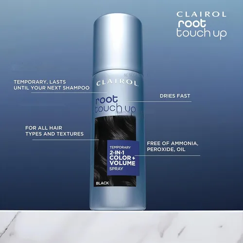Miniatura 3 de Clairol Color de retoque de raíces + volumen 2 en 1 spray temporal, color de cabello negro, paquete de 2