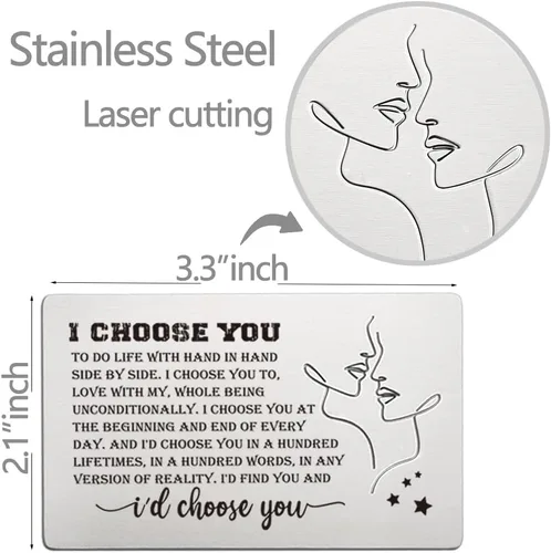 Miniatura 7 de FOKCBOCM Tarjetas de aniversario para él y ella, tarjeta de inserción de billetera con texto en inglés "I Choose You", divertida nota de amor