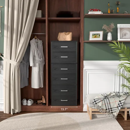 Miniatura 2 de BOLUO Cajones de Almacenamiento Apilables Organizadores de Armario y Almacenamiento de Tela Negro Cómoda de 2 Cajones para Dormitorio Moderno