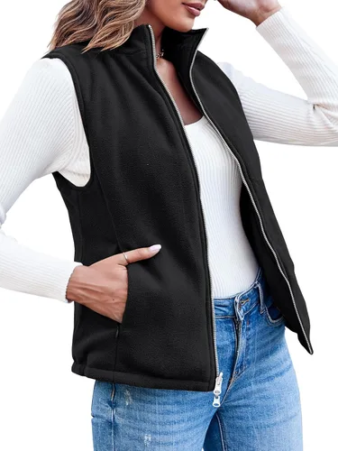 Miniatura 5 de Valphsio Chaleco acolchado con cuello alto para mujer, reversible, sin mangas, acolchado, ligero, con cremallera y bolsillos