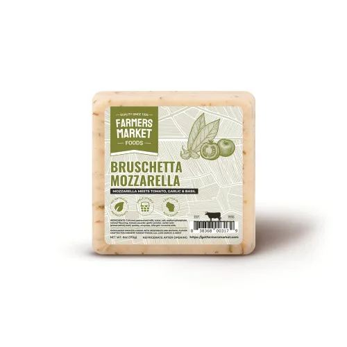 Juego de regalos de queso de Wisconsin, sin gluten, keto, paleo, bajo en sodio, sin azúcar, de Farmers Market, 1 paquete, Bruschetta Mozzarella
