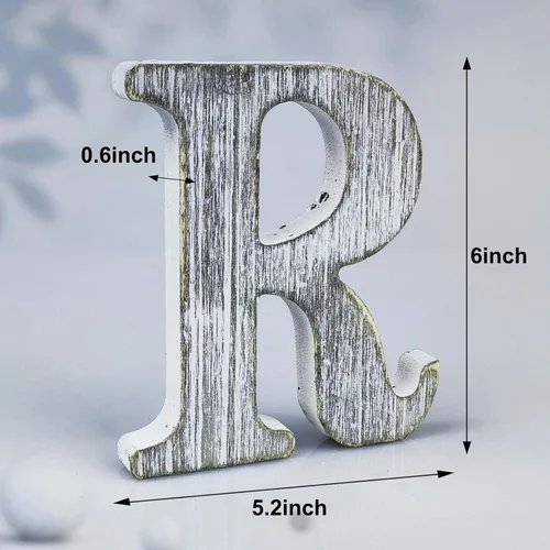 Miniatura 2 de Letras de madera rústica sin terminar de 6 pulgadas para decoración de pared, letras decorativas de pie en rodajas, decoración de tablero