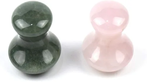 Miniatura 3 de 2 piedras de masaje en forma de hongo, piedra de jade natural, roca caliente para masaje de spa (2-P & B, rosa y azul)